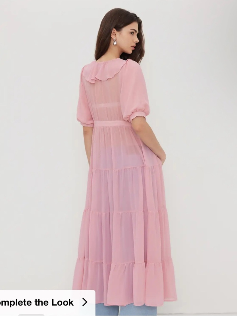 Cider Soft Pink Ruffle-Trim Sheer Kimono - Picture 2 of 5